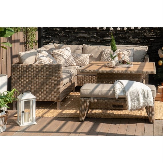 Lifestyle Garden Bermuda Beige Casual Corner Outdoor Garden Furniture Dining Bench Set
