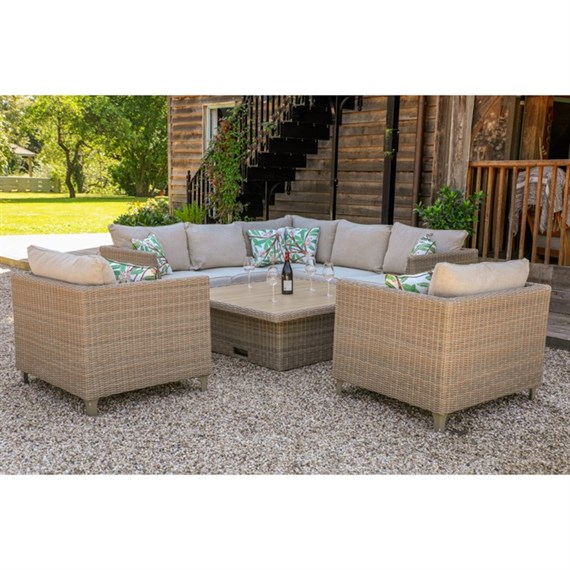 Lifestyle Garden Bermuda Beige Casual Corner Outdoor Garden Furniture Dining Chair Set