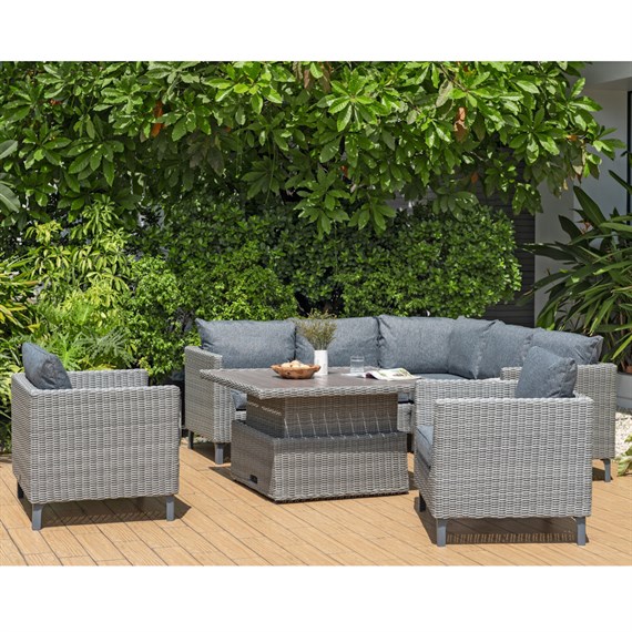 Lifestyle Garden Bermuda Grey Casual Corner Outdoor Garden Furniture Dining Chair Set