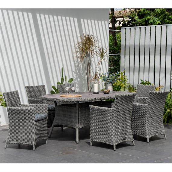 Lifestyle Garden Bermuda Grey 6 Seat Oval Outdoor Garden Furniture Dining Set