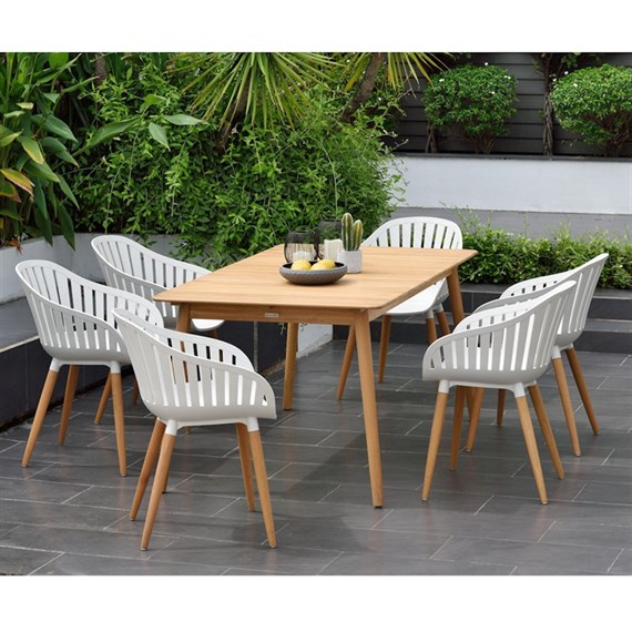 Lifestyle Garden Nassau 6 Seat Rectangular Dining Outdoor Garden Furniture Set White