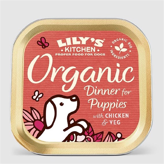 Lily's Kitchen Organic Dinner for Puppies Wet Dog Food Tray 150g