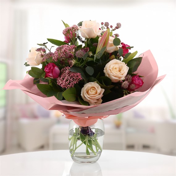 Lovely Avalanche and Lily Hand Tied Floral Bouquet