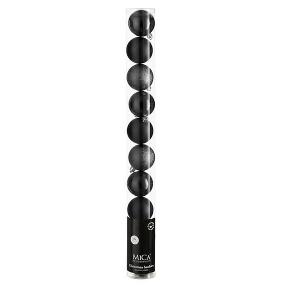 Mica Black Unbreakable Christmas Baubles (10 Pack of 6cm) (1182040)