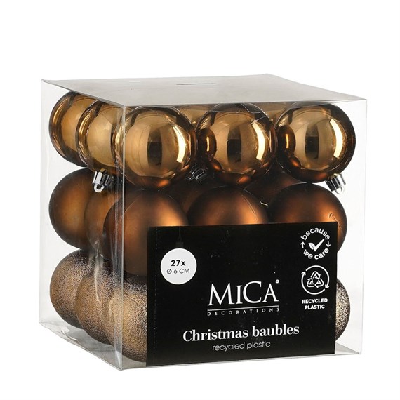 Mica Brown Unbreakable Christmas Baubles (27 Pack of 6cm) (1181974)