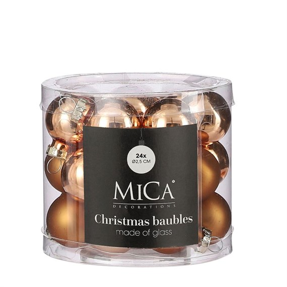 Mica Copper Glass Christmas Baubles (24 Pack of 2.5cm) (1180808)