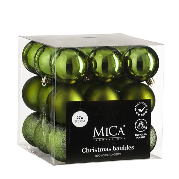 Mica Dark Green Unbreakable Christmas Baubles (27 Pack of 6cm) (1181969)
