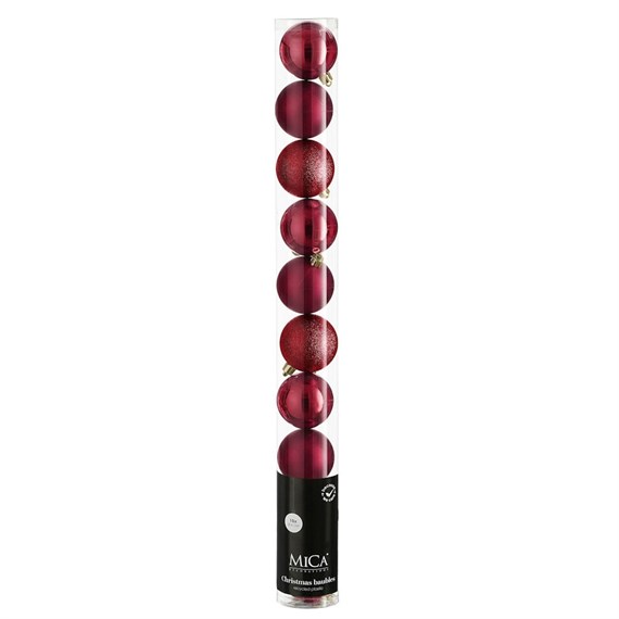 Mica Dark Red Unbreakable Christmas Baubles (10 Pack of 6cm) (1182035)