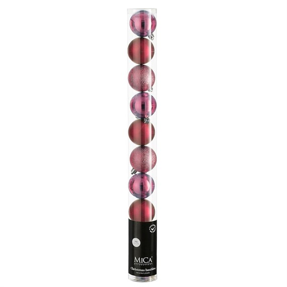 Mica Fuchsia Unbreakable Christmas Baubles (10 Pack of 6cm) (1182037)