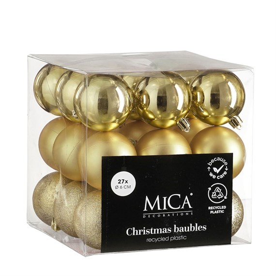 Mica Gold Unbreakable Christmas Baubles (27 Pack of 6cm) (1181966)