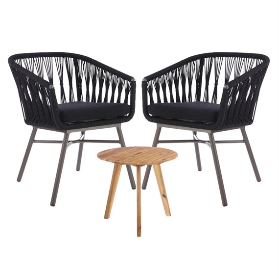 Mica Mundo Outdoor Garden Furniture Balcony Bistro Set Black (1085846)
