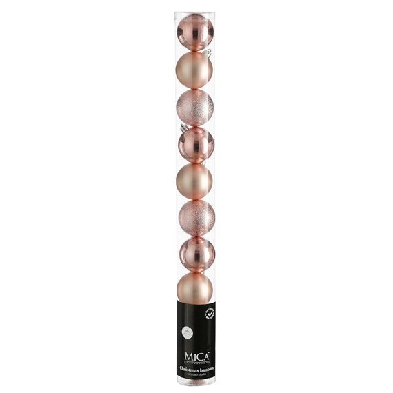 Mica Pink Unbreakable Christmas Baubles (10 Pack of 6cm) (1182036)