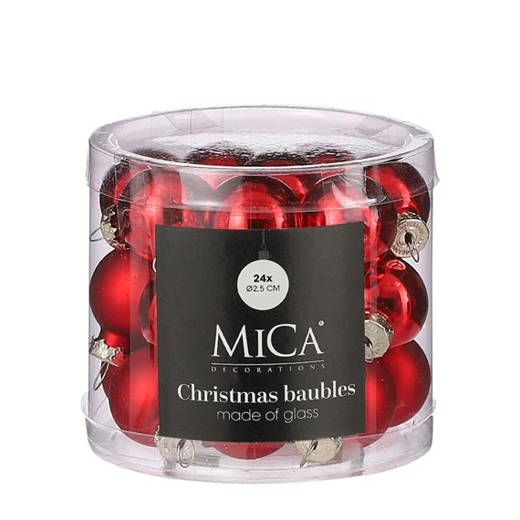 Mica Red Glass Christmas Baubles (24 Pack of 2.5cm) (1180812)
