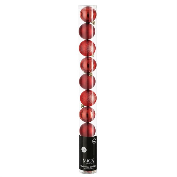 Mica Red Unbreakable Christmas Baubles (10 Pack of 6cm) (1182030)