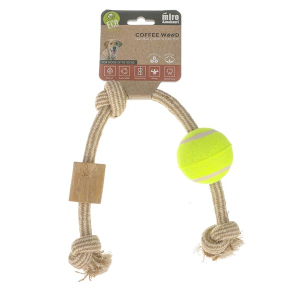 Miro & Makauri Coffee Wood - Natural Chew N Tug Tennis Ball Large Pet Toy (Md068L)