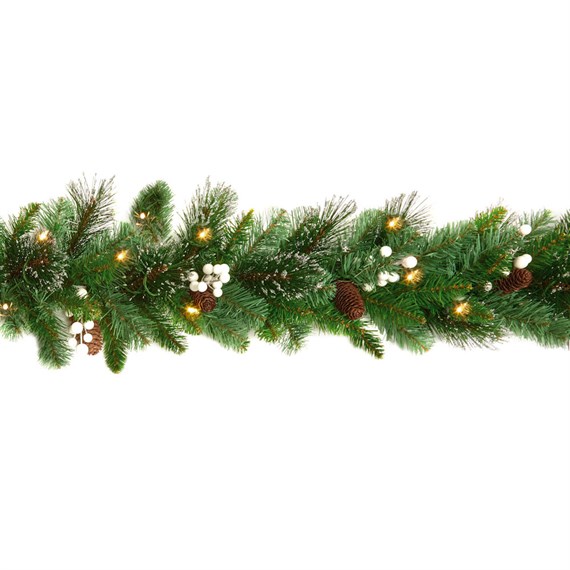 National Tree 2.7m (9ft) Glittery Crestwood Artificial Christmas Pre Lit Garland (CWG2-300-9B-B)