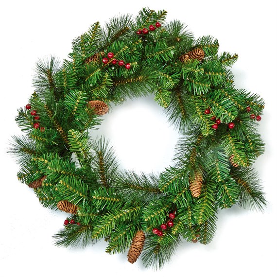 National Tree 60cm (2ft) Berry & Cone Artificial Christmas Wreath (ED2-13-24W)