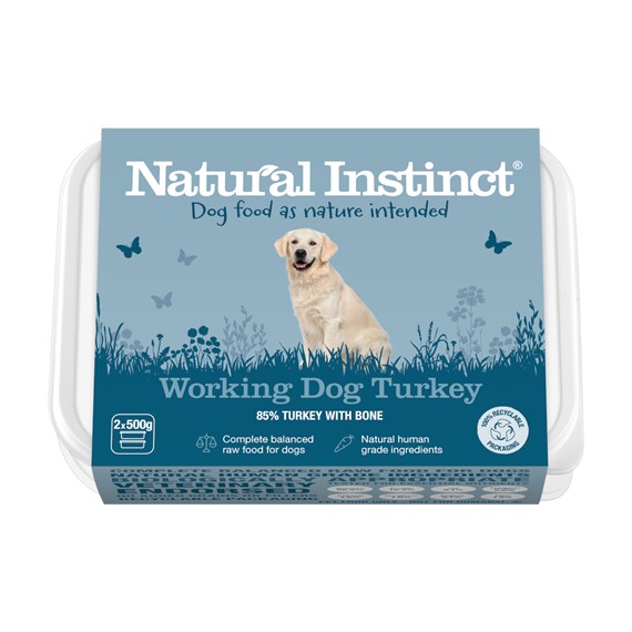 Natural Instinct's Working Dog Turkey 2 x 500g Frozen Dog Food (D/WKD/TURK/500Gx2)
