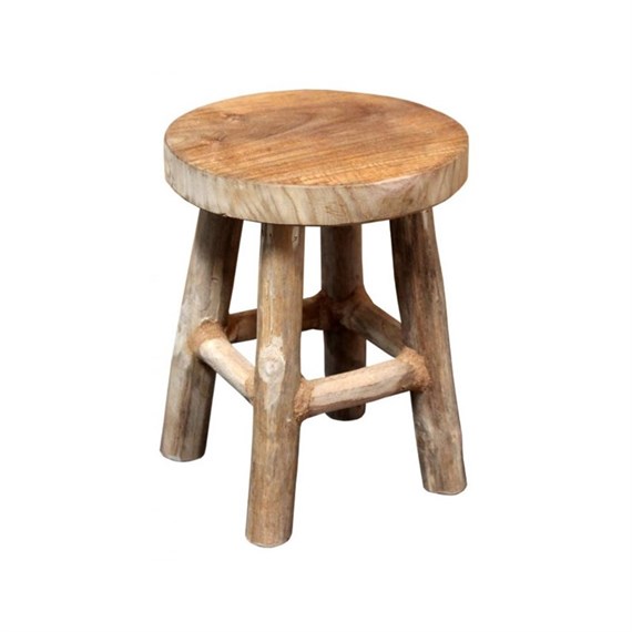 Natural Teak Small Plant Stand Stool with Legs 17cm x 22cm (301107)