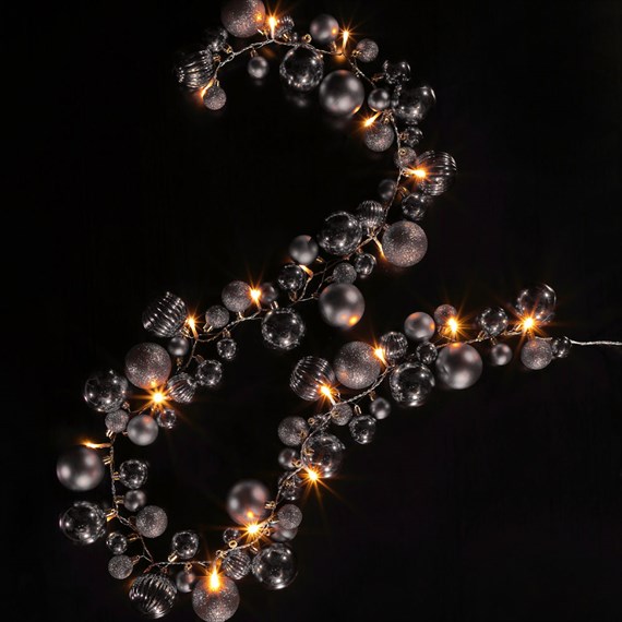 Noma 20 Led 2.2m Silver Bauble Cluster Light Up Christmas Garland (5723001)