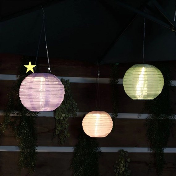 Noma 20Cm Round Purple Nylon Outdoor Light Up Lanterns (1322016)