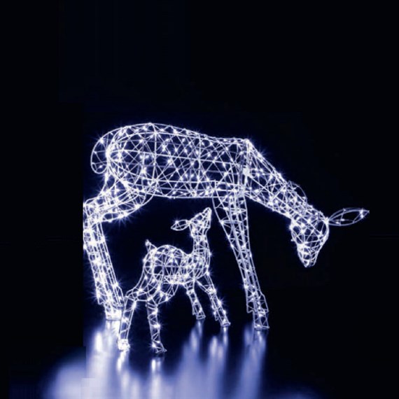 Noma 70cm White Flexi Woburn Deer & Fawn Christmas Light Up Decoration (2525005)
