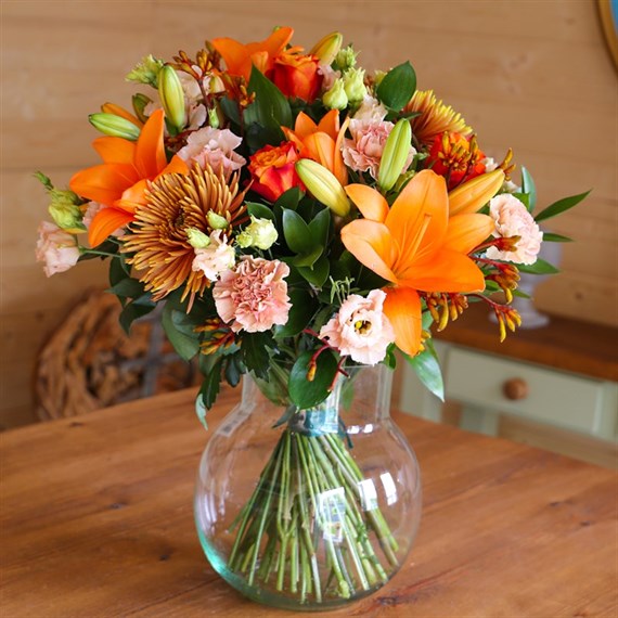 Orange Hand Tied Bouquet - Luxury
