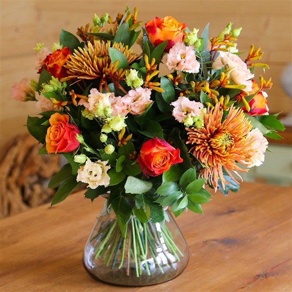 Orange Hand Tied Bouquet - Premium