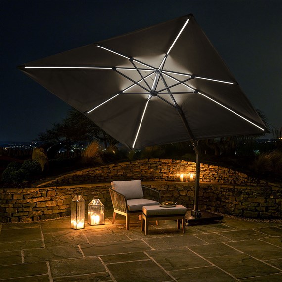 Pacific Lifestyle Glow Challenger T2 3m Square Anthracite Free Arm Cantilever Parasol (111GY-299-C7970)