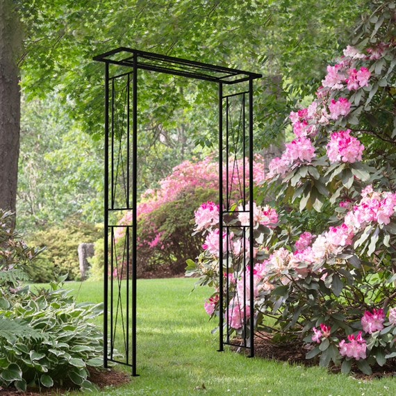 Panacea 1.2m Flat Top Arch Metal Garden Arch-  Black (84316)