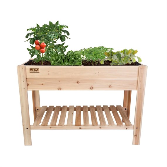 Panacea Cedar Elevated Garden Planter with liner and shelf (83356)