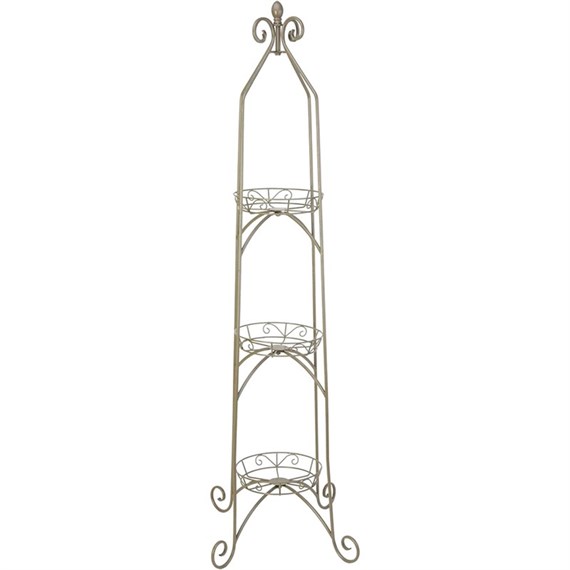 Panacea Scroll Top 3-Tier Plant Stand - Antique Willow (86735)