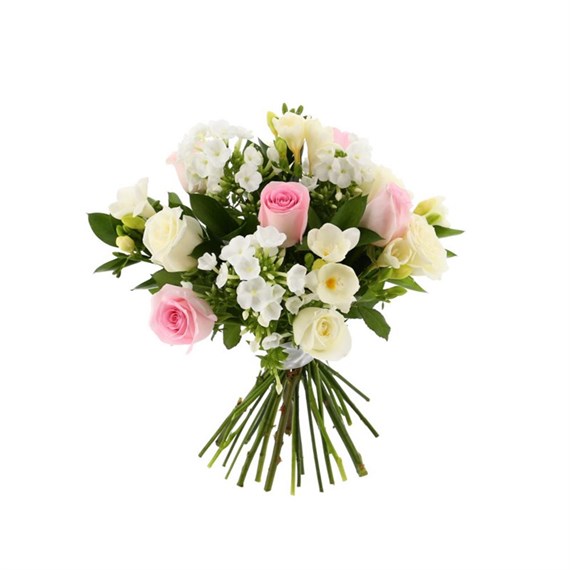 Pastel Roses & Freesia Cut Flower Handtied Bouquet
