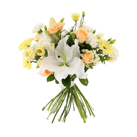 Peach & Cream Handtied Bouquet - Premium