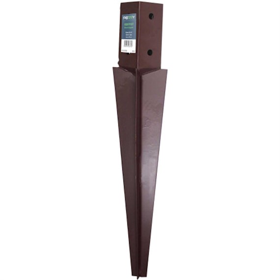 Perry 100mm Bolt Grip Fence Post Support 600mm Spike - Brown (47010100Br)
