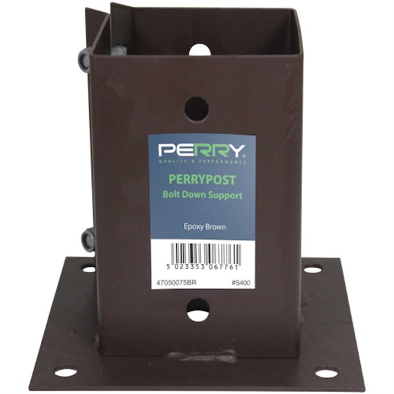 Perry 100mm Bolt Grip Fence Post Support - Brown (47050100Br)