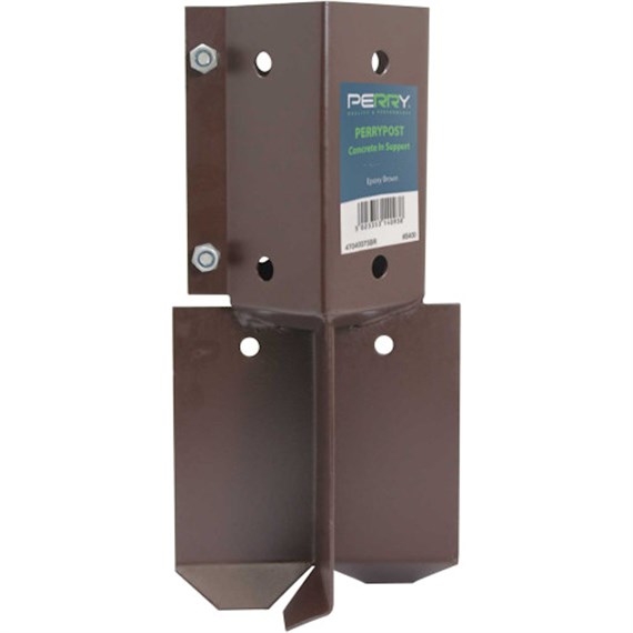 Perry 100mm Bolt Grip Fence Post Support To Concrete In - Brown (47040100Br)