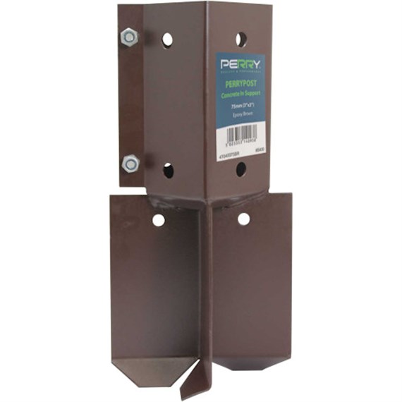 Perry 75mm Bolt Grip Fence Post Support To Concrete In - Brown (47040075Br)