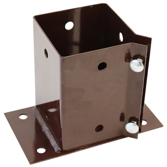 Perry 75mm Flush Fit Bolt Grip Fence Post Support - Brown (47060075Br)