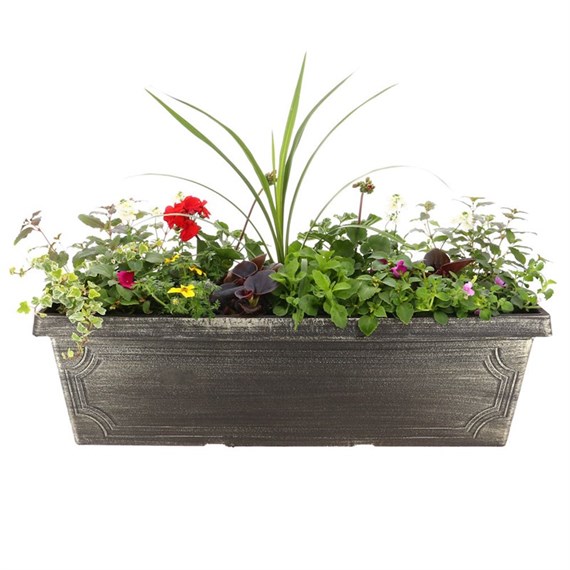 Planted Estate Window Box 30 Inches Outdoor Bedding Conatiner - Summer