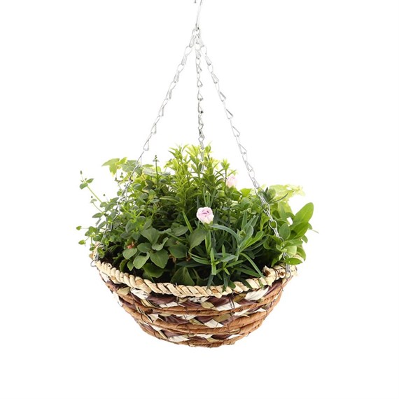 Hanging Seasonal Bedding Wicker Basket 12 Inches - Summer 