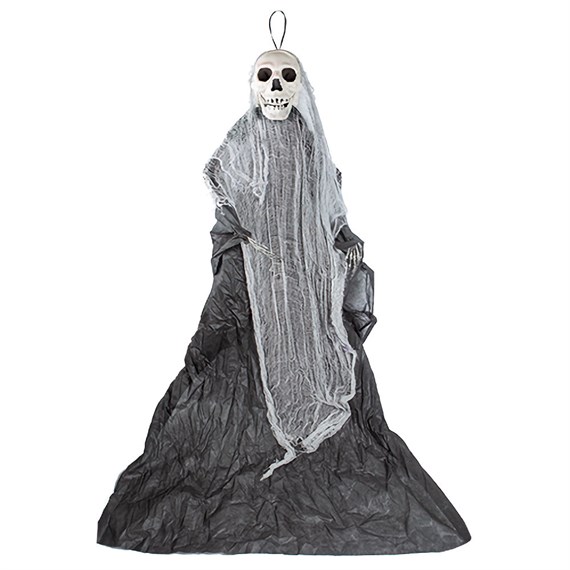 PMS 7ft Hanging White Skull Frightener Halloween Decoration (976182)