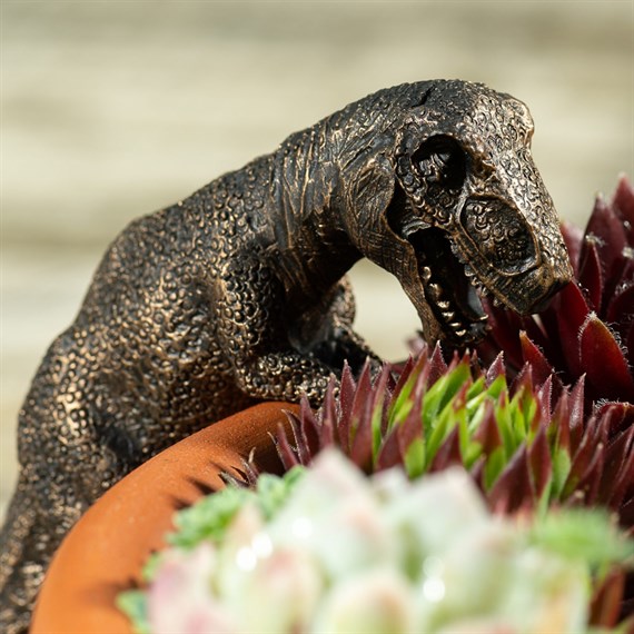Potty Feet Decorative Pot Buddies - Antique Bronze T-Rex (PB0035)