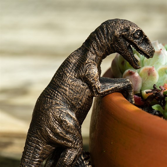 Potty Feet Decorative Pot Buddies - Antique Bronze Velociraptor (PB0036)