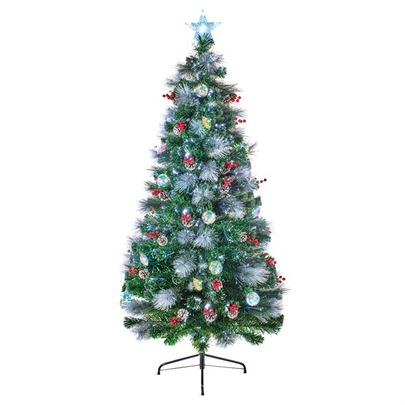 Premier 1.2M (4ft) Dream Fibre Optic Artificial Christmas Tree with Berries, Baubles & Star (FT257103)