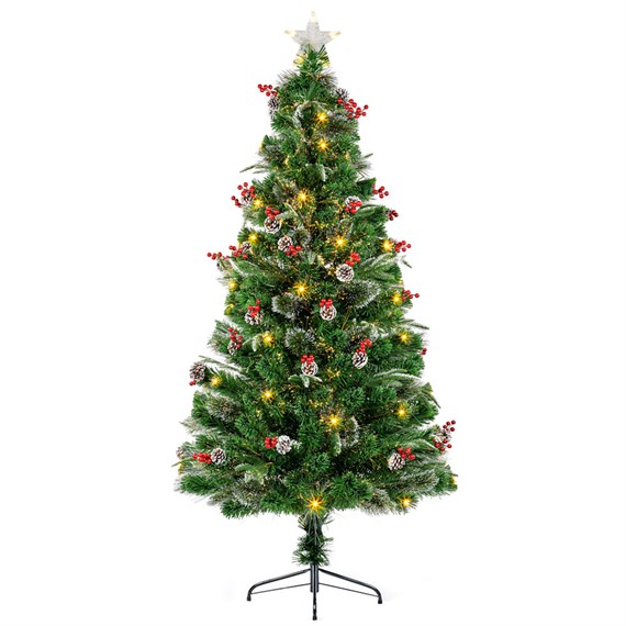 Premier 1.8M (5ft) New Jersey Fibre Optic Artificial Christmas Tree with Berries & Pinecones (FT227071)