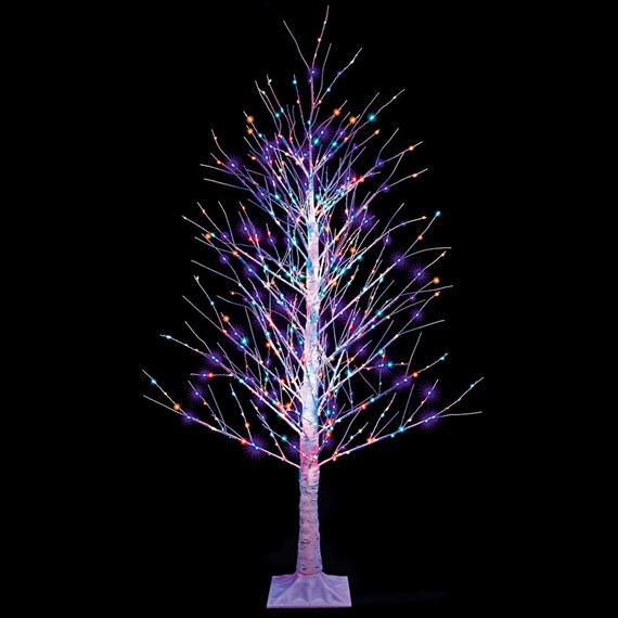 Premier 1.8m (6ft) Multi Colour Birch Pre Lit Twig Branch Christmas Tree with 1100 LEDs (LV232496RBW)