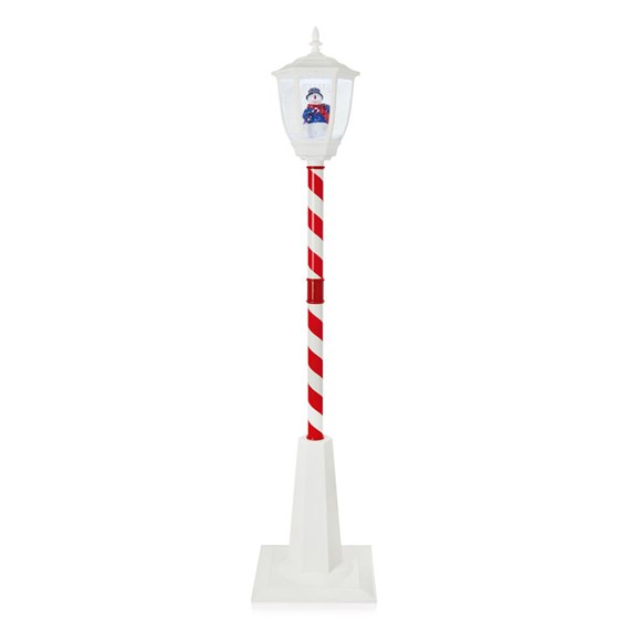 Premier 1.8m White Light Up Muscial Festive Christmas Lamp Post with Snowman (LV243158)
