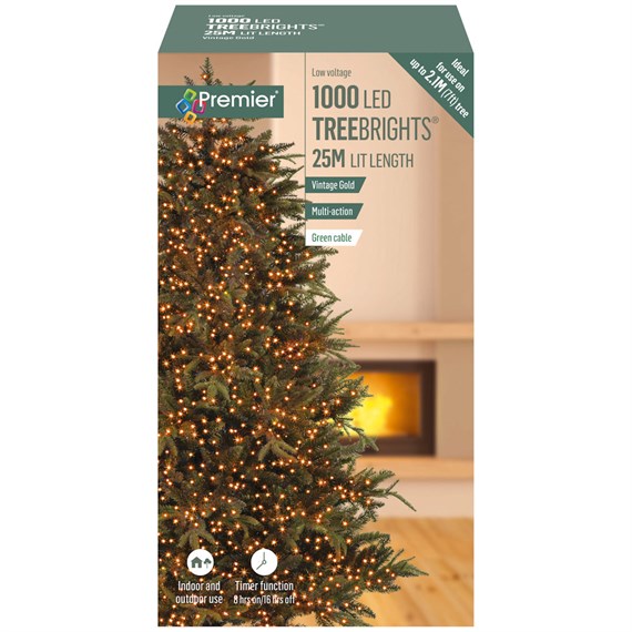 Premier 1000 Vintage Gold Multi Action LED Treebrights Christmas String Lights (LV162179VG)