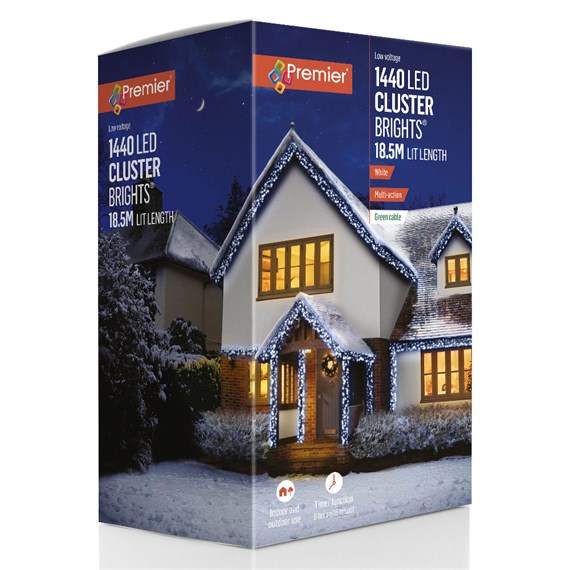 Premier 1400 White LED Multi Action Cluster Brights Christmas String Lights (LV251751W)